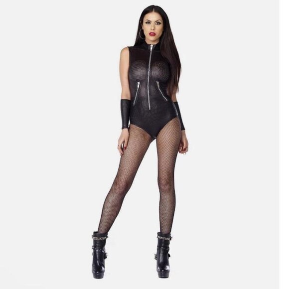 Faux leather black Bodysuit size M/L - Picture 2 of 8